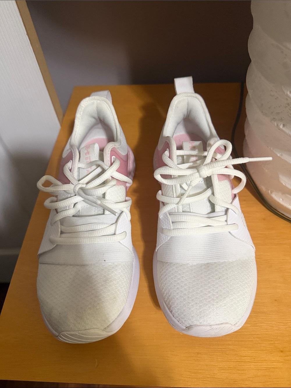 Under Armour White and Light Pink Women's Athletic Sneakers